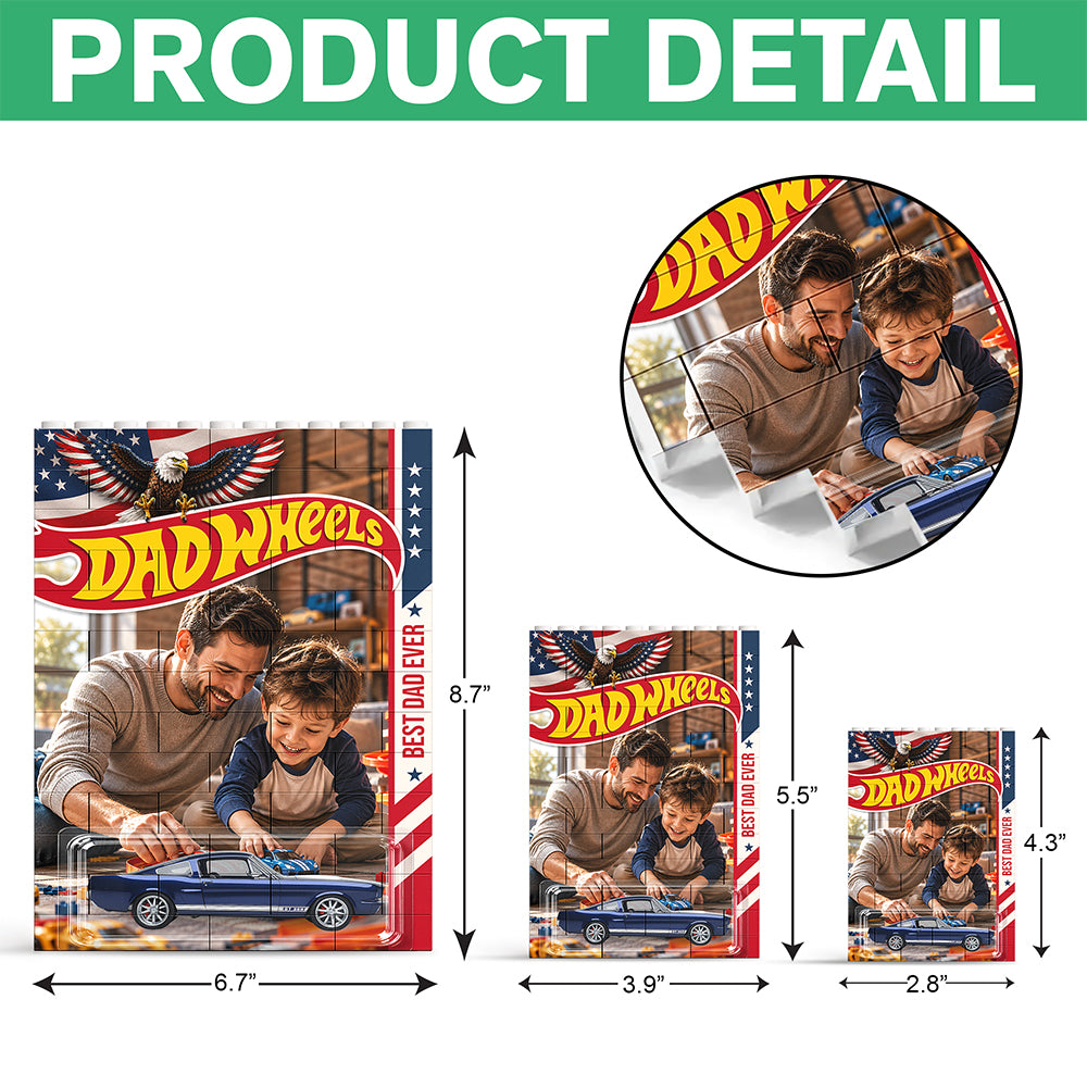 Personalized US Flag Dad Wheels Building Brick Block LM32 669333