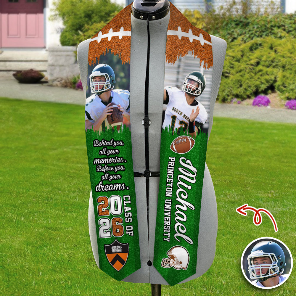 Custom Photo Football Class Of 2026 Graduation Stoles CH07 910712