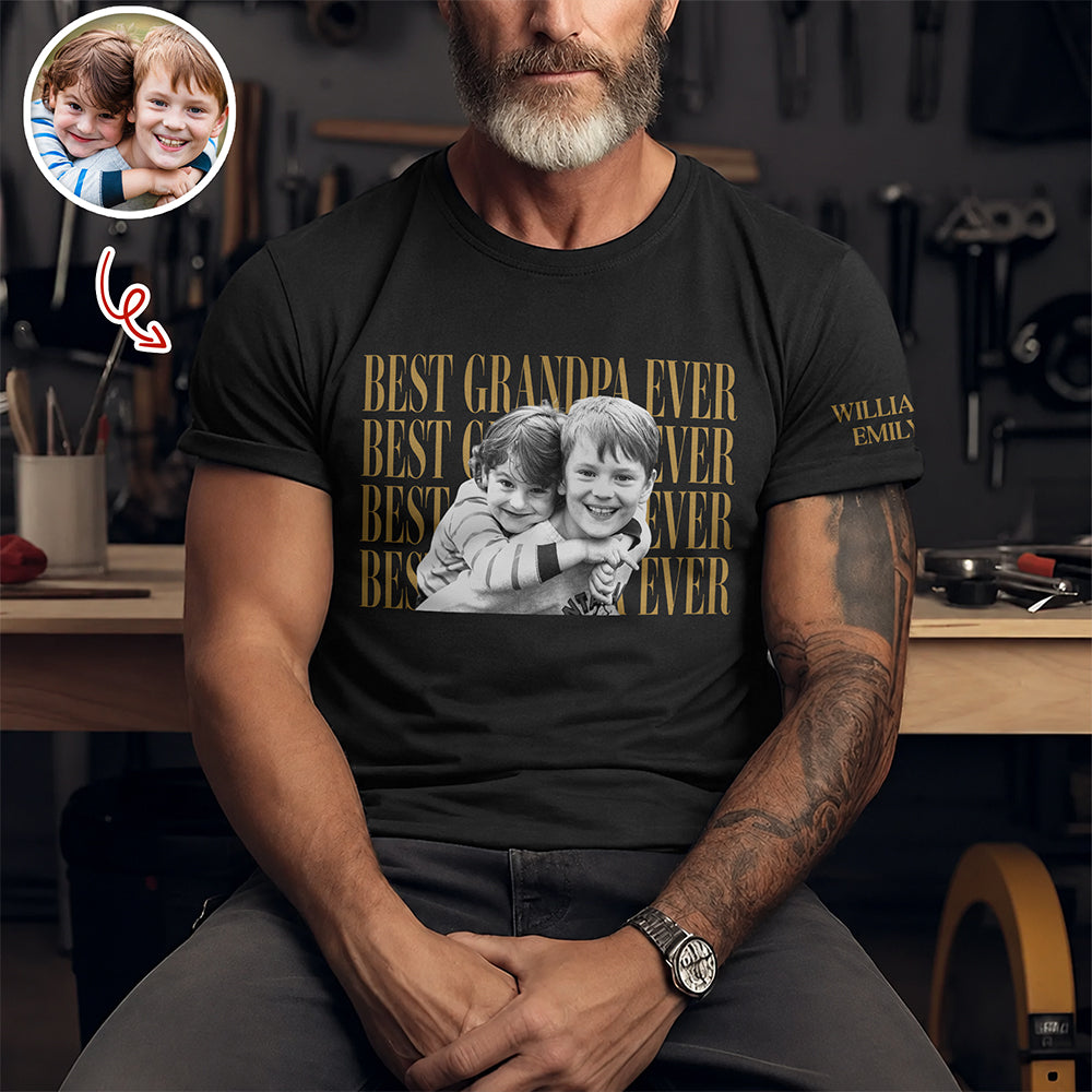 Personalized Vintage Photo Best Dad Mom Ever Short Sleeve Print Shirt HA75 921588