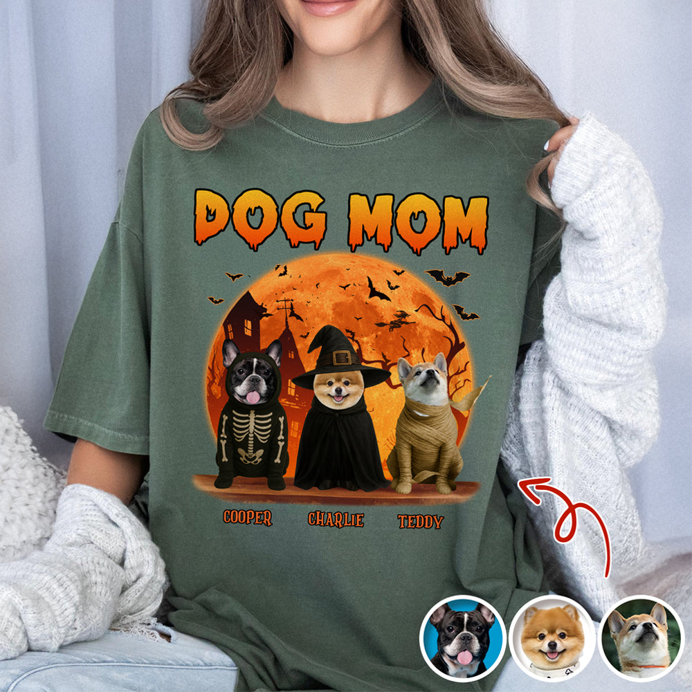 Dog Dad Dog Mom Dark Night - Custom Dog Halloween Photo Comfort Color Shirt Gift For Dog Lovers CH07 899436