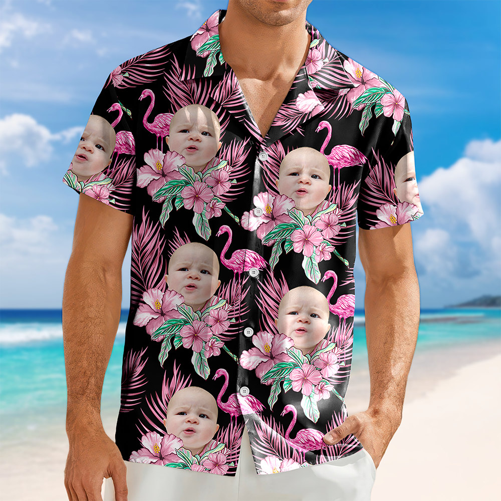 Custom Funny Photo Kid Flamingo Hawai Shirt Summer Gift, Family Gift HA75 892450
