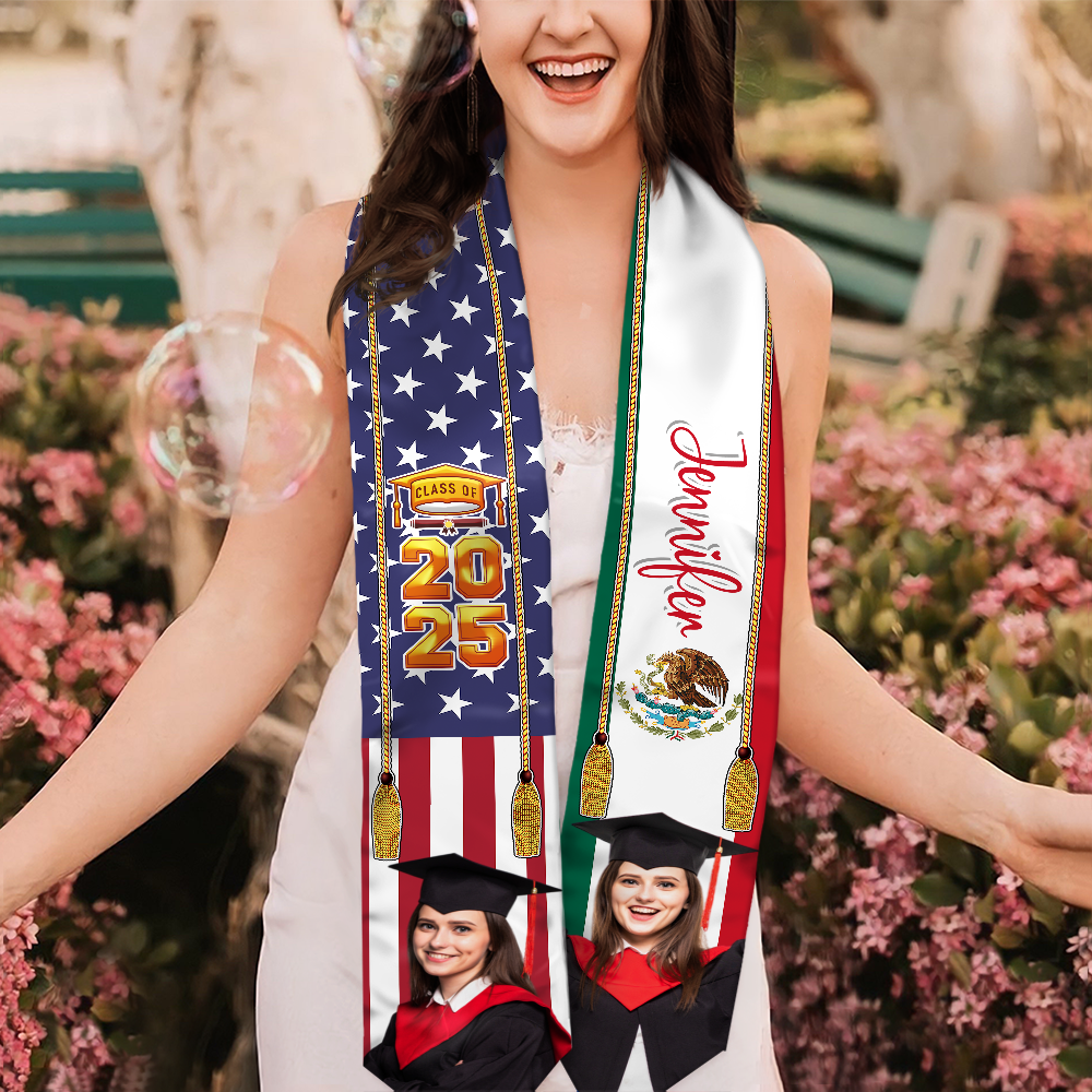 Custom Flag Nations Graduation Stoles Custom Photos N369 890695