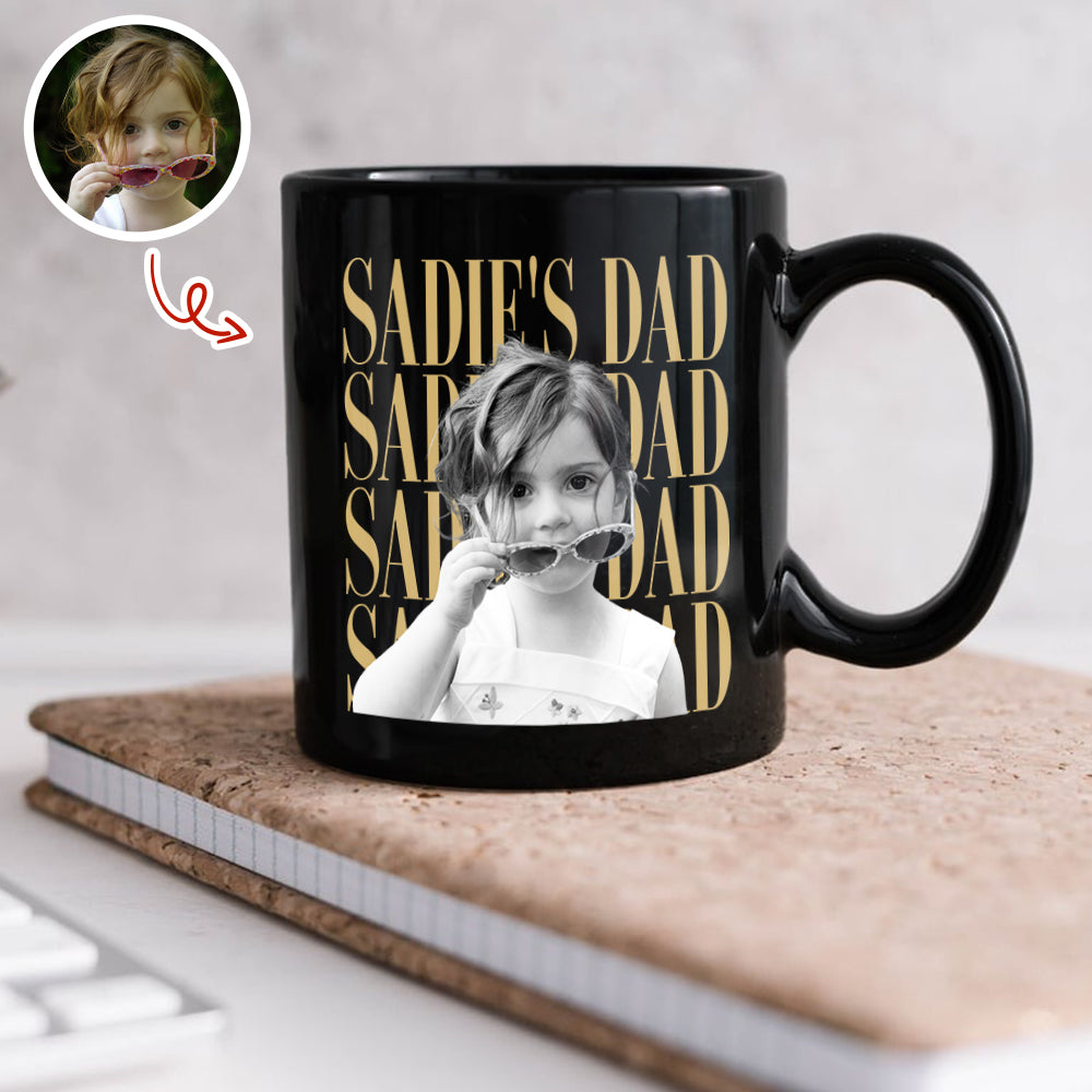 Personalized Vintage Photo Dad, Mom Black Mug - Family Gift HA75 921582