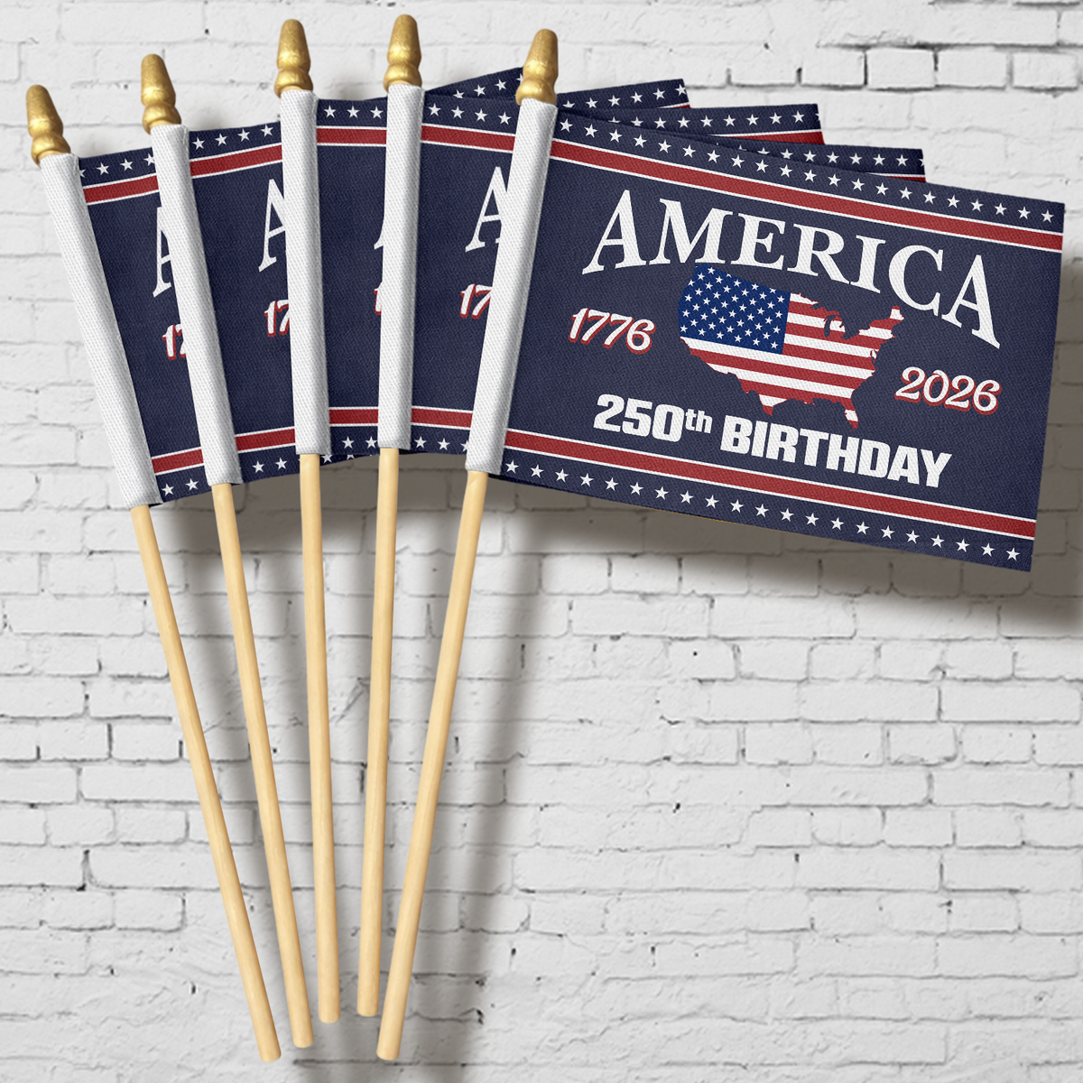 America 250 Birthday 1776-2026 Handheld Flag HA75 898854