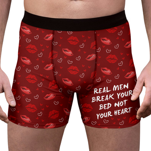 Real Men Break Your Bed Not Your Heart Man's Boxer Valentine's Day, Anniversary Gift HA75 891852