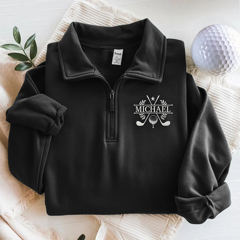 Custom Name For Him, Golf Lovers, Husband, Groomsmen - Personalized Embroidered Golf Quarter Zip Sweater HO82 900918