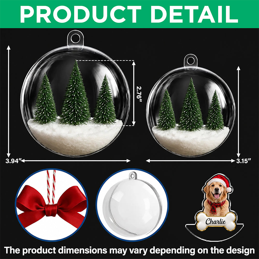 Custom Dog Photo & Name 3D Acrylic Ball Ornament CH07 180410