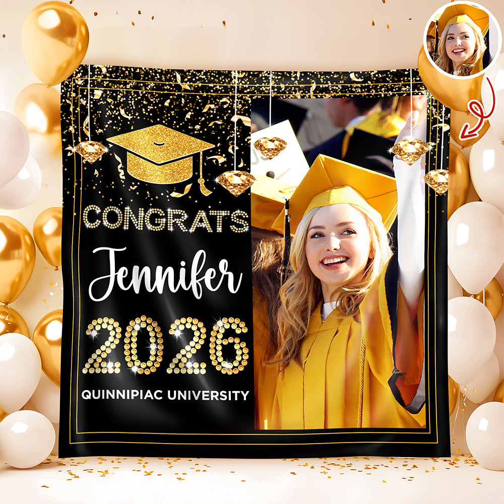 Personalized Congrats Class Of 2026 Backdrop Graduation Party Decor CH07 910824