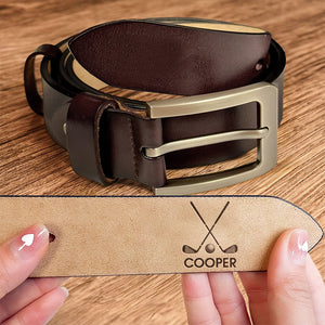 Personalized Name Engraved Leather Belt Gift For Golf Enthusiast, Golfers And Coaches HO82 900888