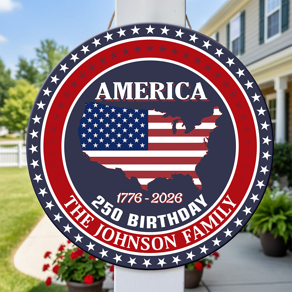 Custom Name America 250 Birthday 1776-2026 Personalized Door Sign HA75 898482