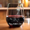 Personalized Floral Hands Mom With Kids Mother's Day Wine Glass LM32 893311