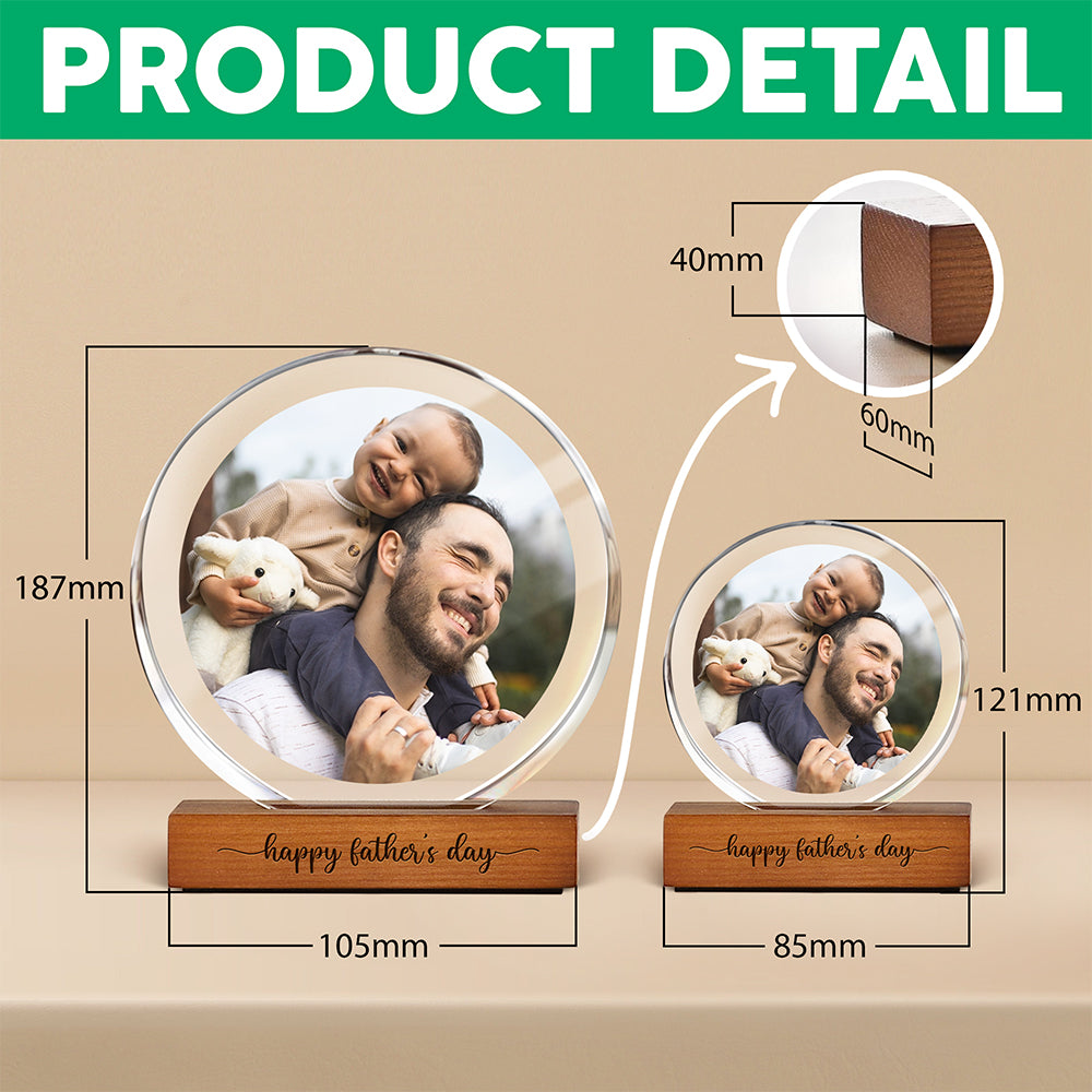 Custom Dad & Kid Photo Round Acrylic Frame Block Father's Day Gift For Dad HA75 892378