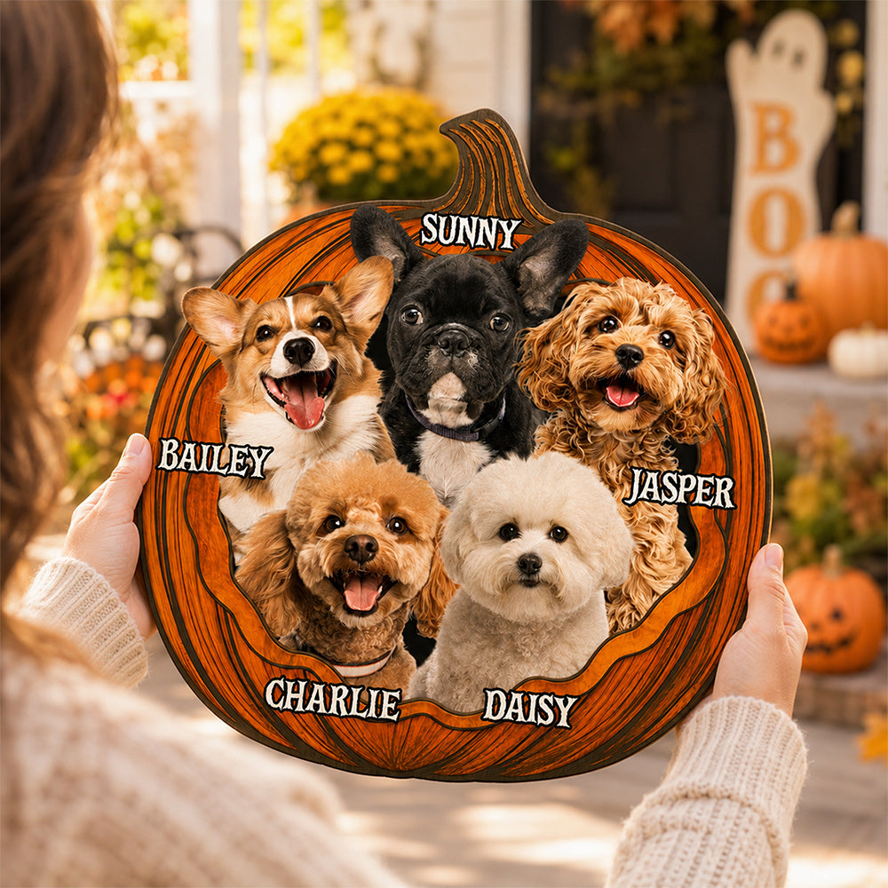 Custom Photo Pumpkin Halloween Pet Door Sign - Gift for Pet Lovers HO82 903162