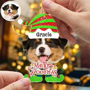 Custom Dog Photo Merry Christmas Acrylic Ornament Gift For Pet Lovers HO82 894828