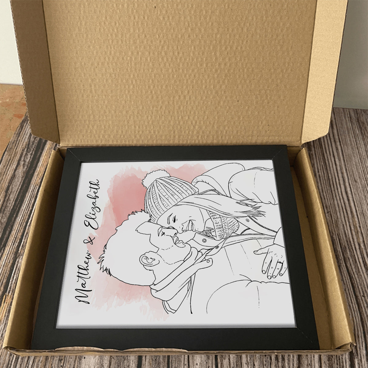 Custom Photo Line Drawing - Personalized Picture Frame Gift For Boyfriend, Girlfriend CH07 899120