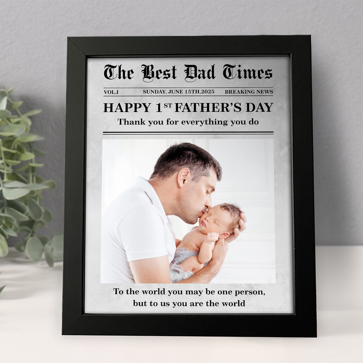 Custom Photo First Father's Day Newspaper Picture Frame LM32 893481