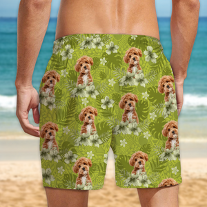 Custom Photo Dog Lovers Summer Tropical Vibe - Personalized Beach Short LM32 893687