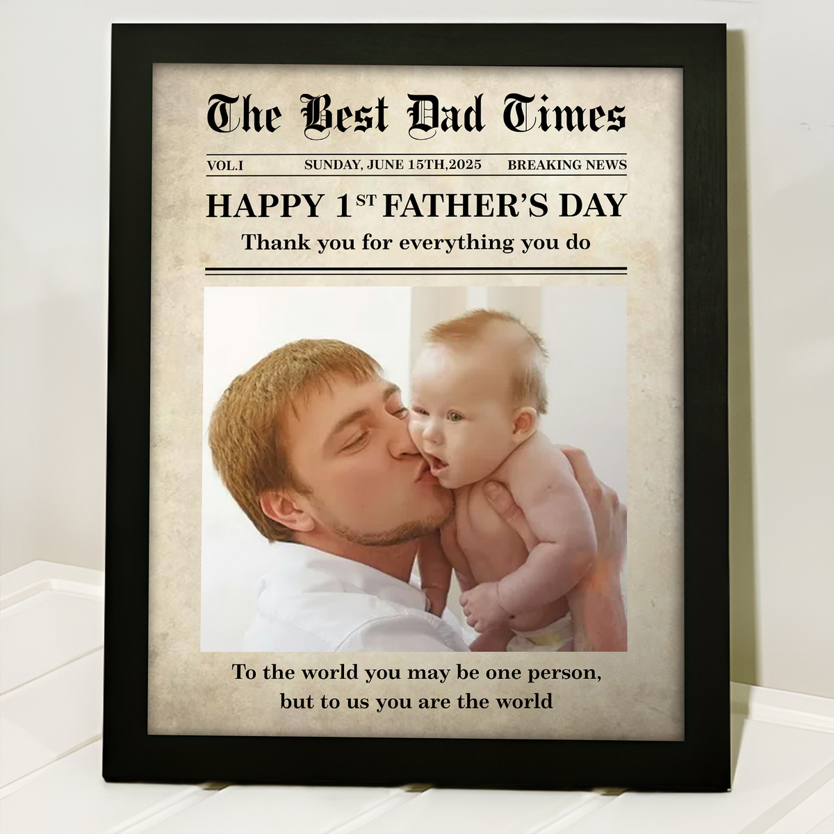 Custom Photo First Father's Day Newspaper Picture Frame LM32 893481