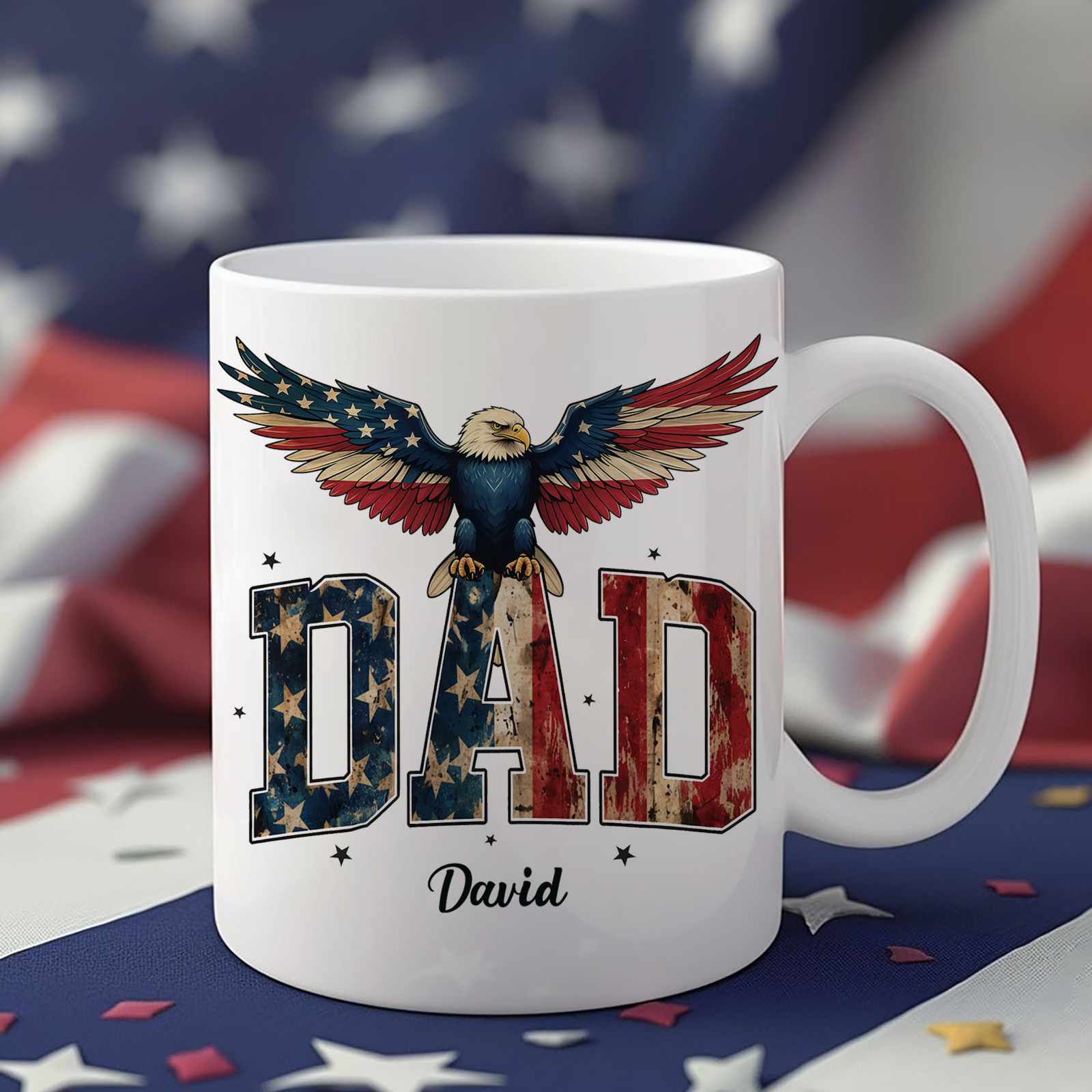 Custom Name America Papa Eagle USA Flag Patriotic Mug HA75 898950