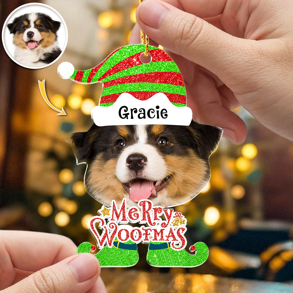 Custom Dog Photo Merry Christmas Acrylic Ornament Gift For Pet Lovers HO82 894828