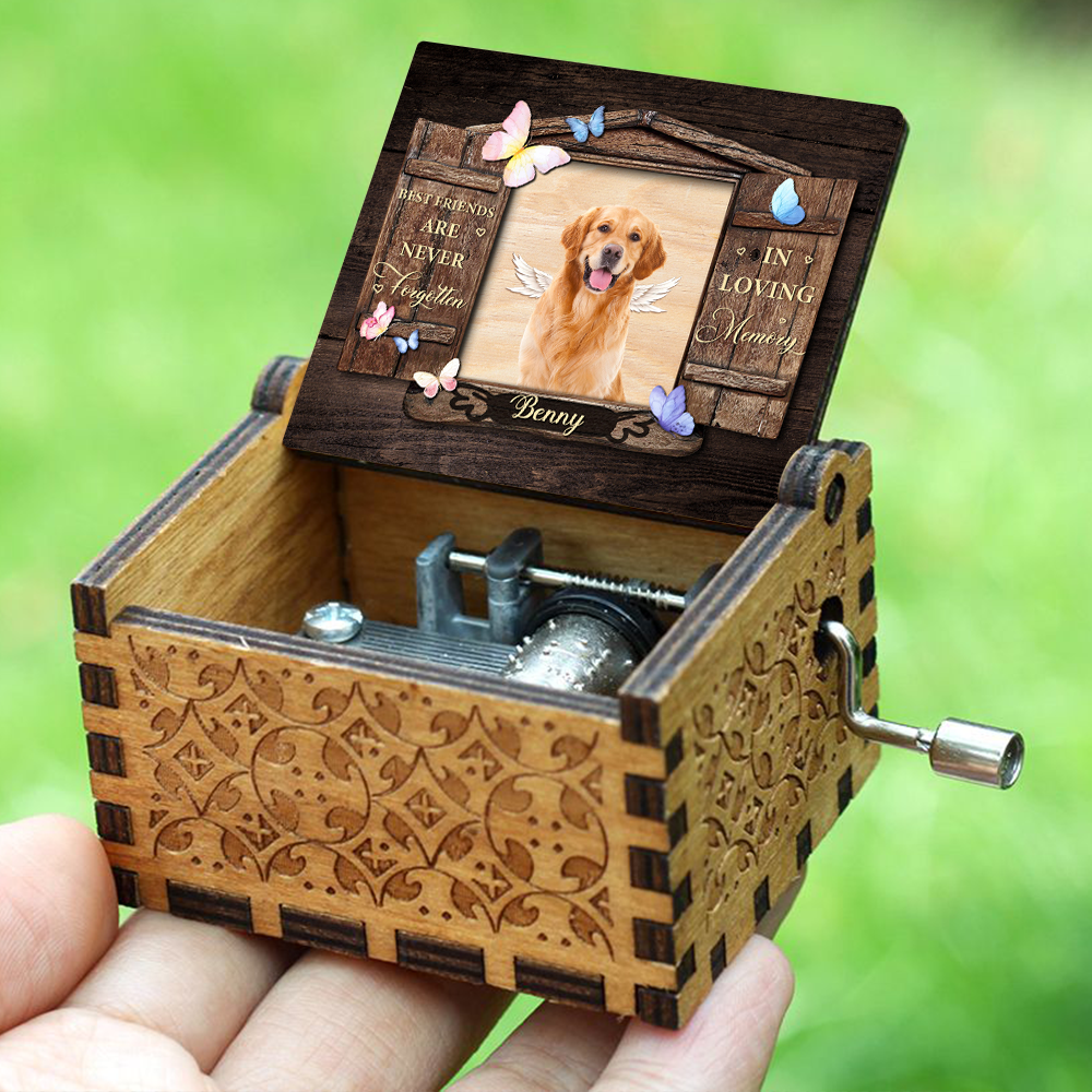 Custom Photo Best Friends Are Never Forgotten Dog Memorial Music Box LM32 893201