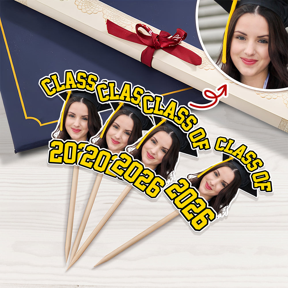 Custom Cute Face Class of 2026 Cupcake Toppers Graduation Party Favors LM32 899395