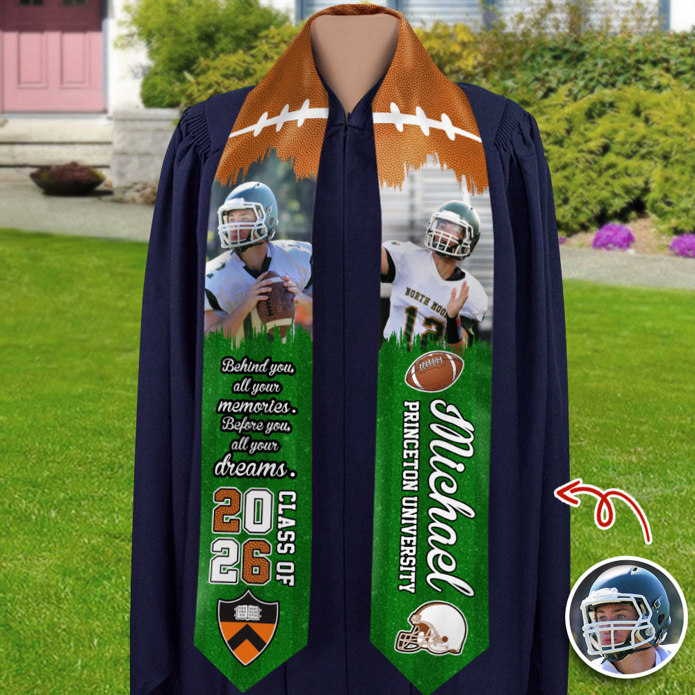 Custom Photo Football Class Of 2026 Graduation Stoles CH07 910712