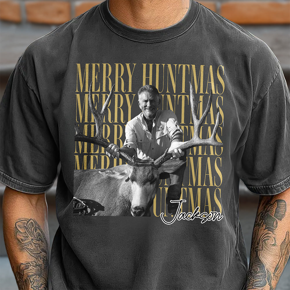 Personalized Vintage Photo Merry Huntmas Comfort Shirt Gift for Hunting Lovers HA75 922120