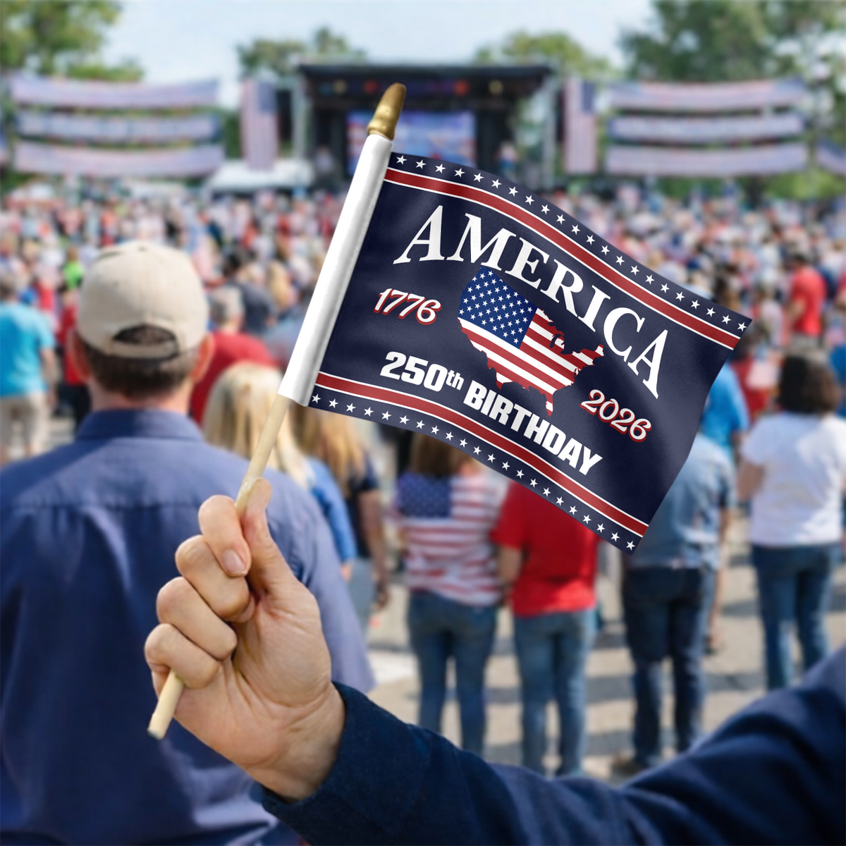America 250 Birthday 1776-2026 Handheld Flag HA75 898854