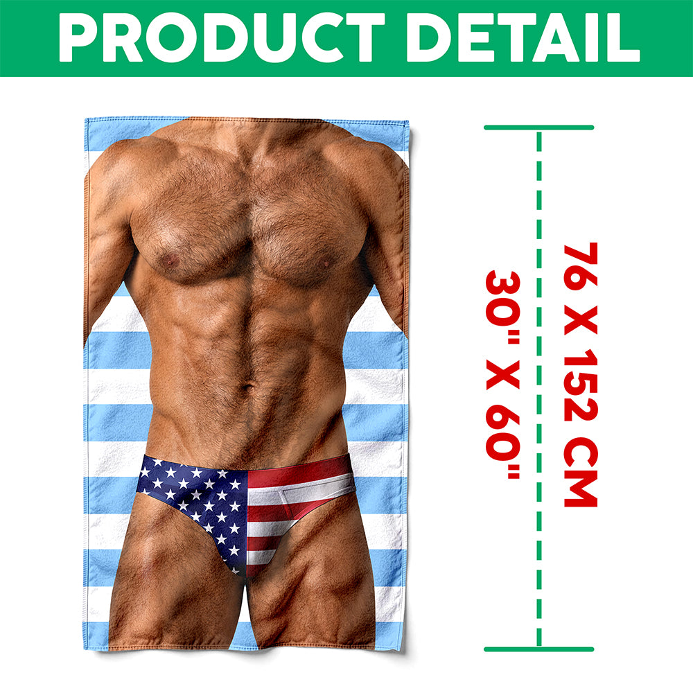 Personalized Funny Muscle Body American Flag Underwear Beach Towel HA75 921852