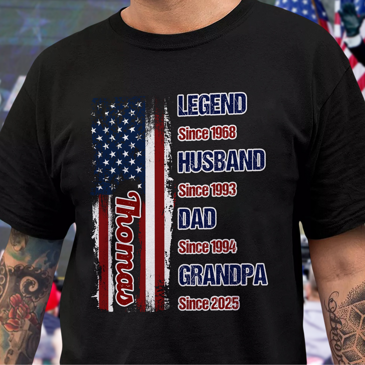 Personalized Legend Husband Dad Papa US Flag Dark Shirt CH07 895832
