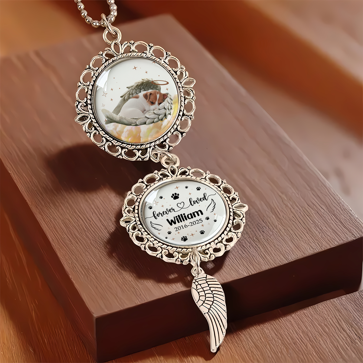 Custom Photo Memorial Forever Loved Dog Cat Pet Car Hanging Ornament With Charm HA75 891956