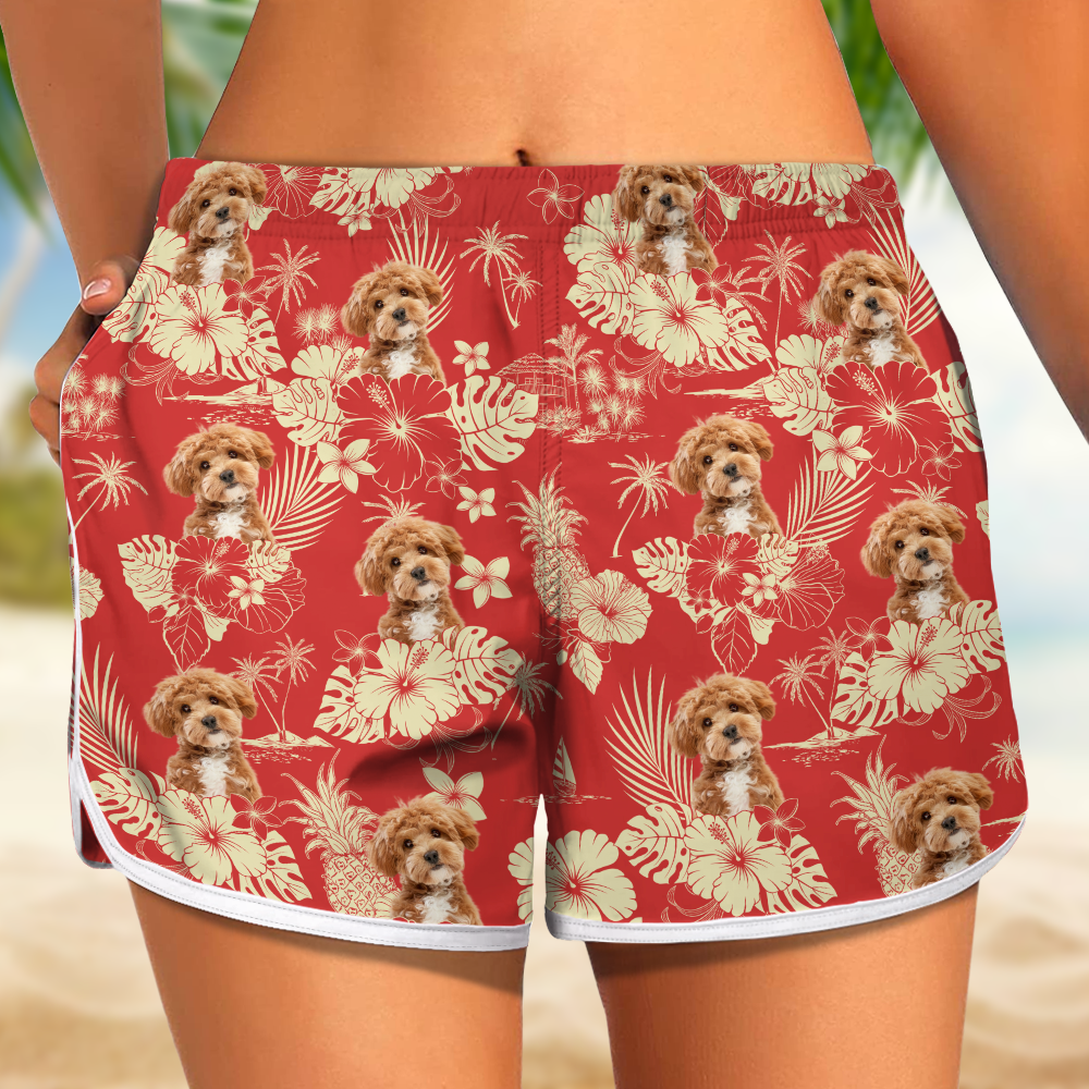 Custom Photo Aloha Hawaiian Dog Women's Beach Short For Summer LM32 893515