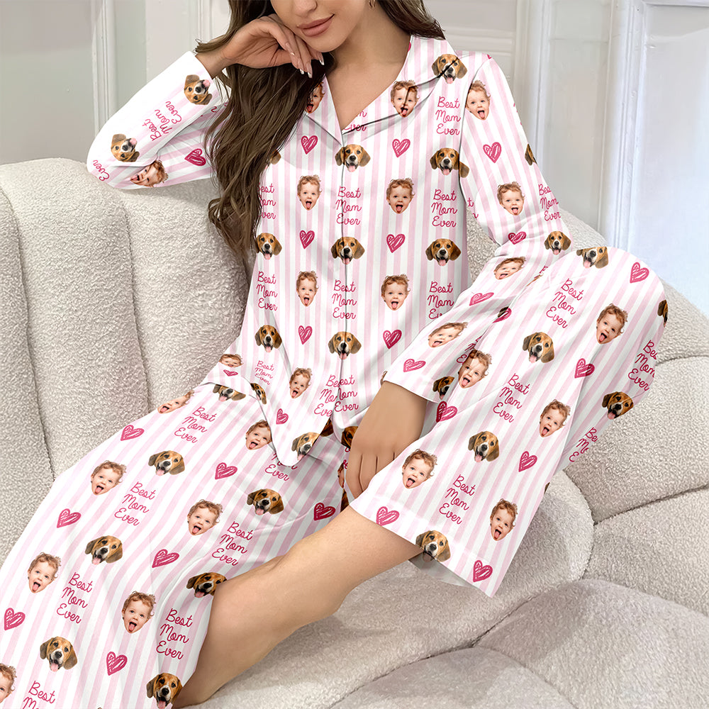 Personalized Pajamas with Kids Photo - Best Dad Mom Ever Pajamas CH07 911986