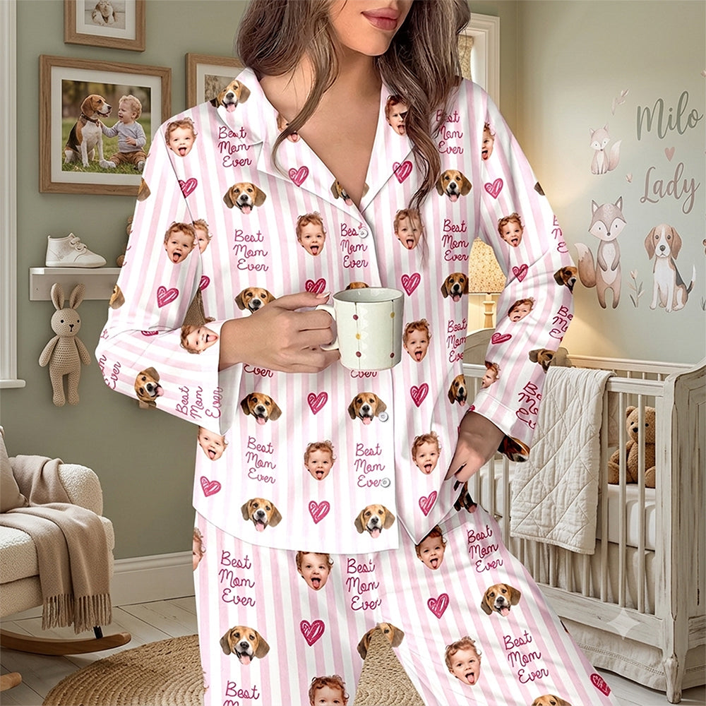 Personalized Pajamas with Kids Photo - Best Dad Mom Ever Pajamas CH07 911986