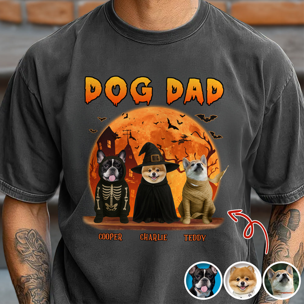 Dog Dad Dog Mom Dark Night - Custom Dog Halloween Photo Comfort Color Shirt Gift For Dog Lovers CH07 899436