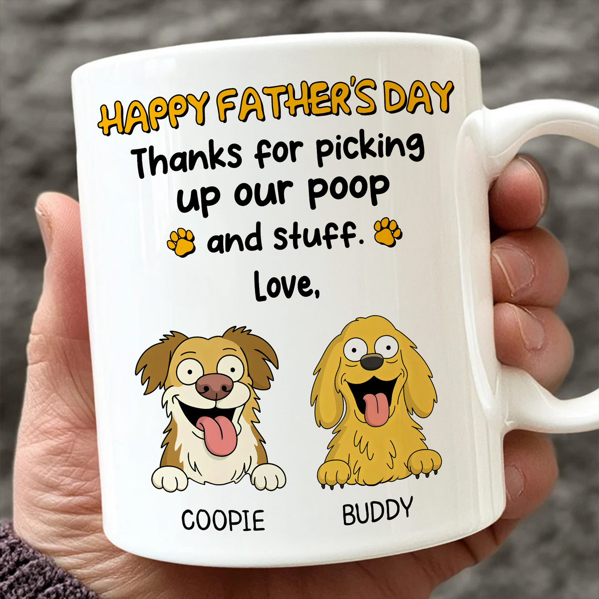Thank For Picking Up Our Poop Dog White Mug Funny Personalized Gift For Father's Day HO82 893692