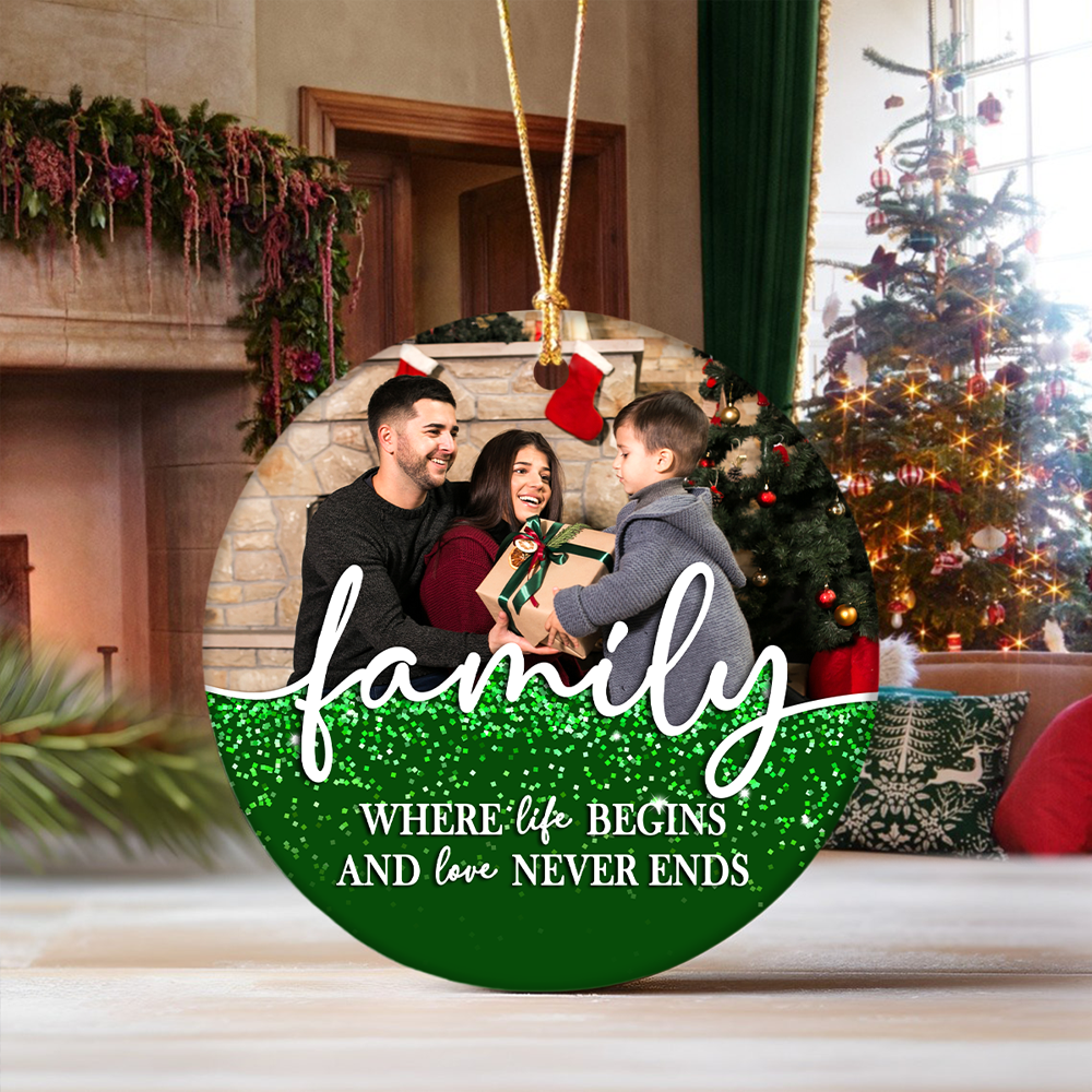 Custom Family Photo Christmas Memorial Ceramic Ornament LM32 895409