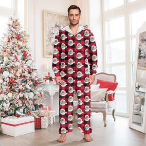 Custom Photo With Christmas Pattern Onesie Pajamas For Cat Lovers HO82 893222