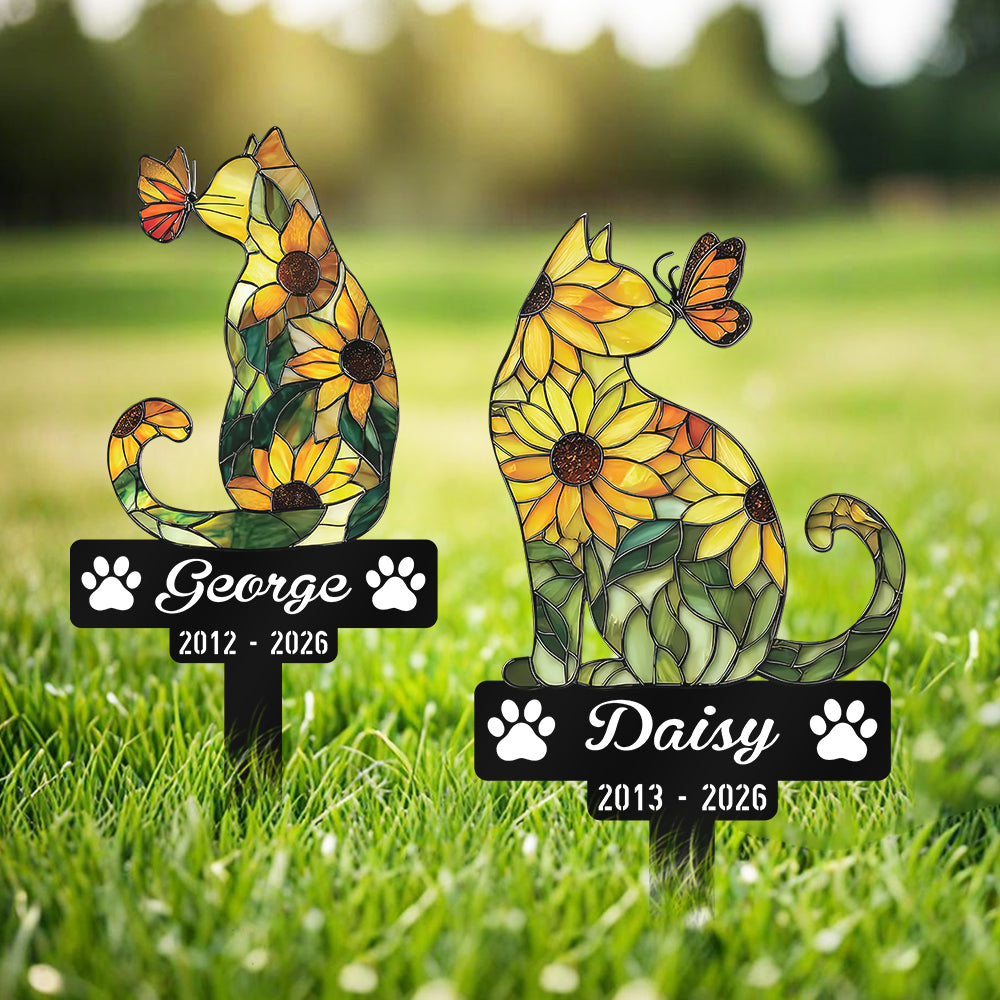 Custom Dog Cat Sunflower Memorial Garden Stake CH07 180198