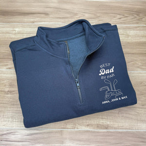 Personalized Best Grandpa By Par, Custom Golf Grandpa With Grandkids' Names Embroidered Golf Quarter Zip Sweater TH10 898171