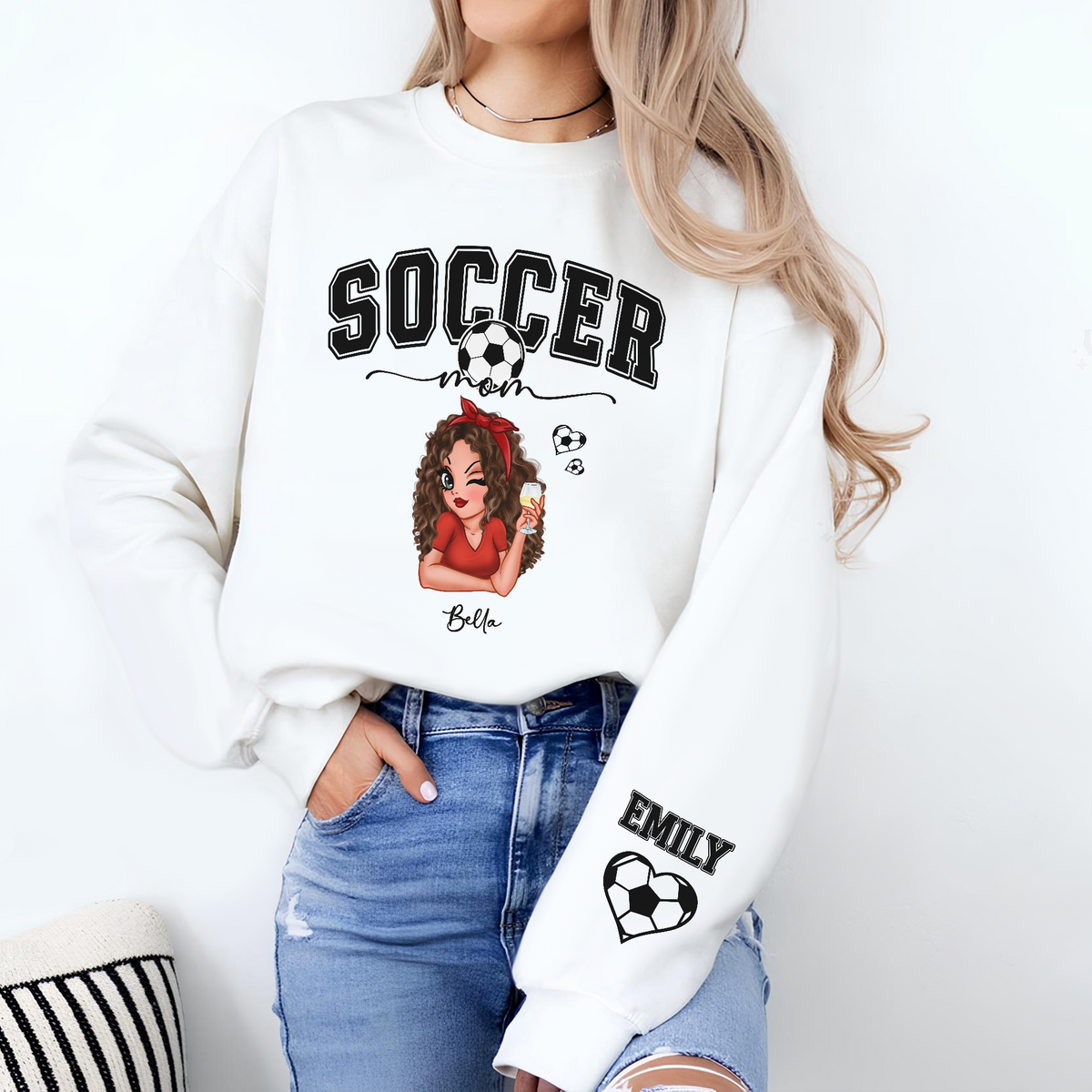Personalized Name Soccer Mom Sleeve Printed Sweatshirt For Sport Players LM32 895807