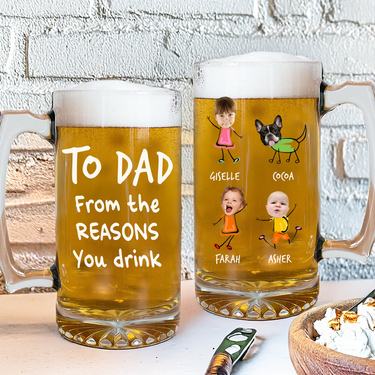 Happy Father's Day From The Reasons You Drink Custom Photo Glass Beer Mug CH07 895562