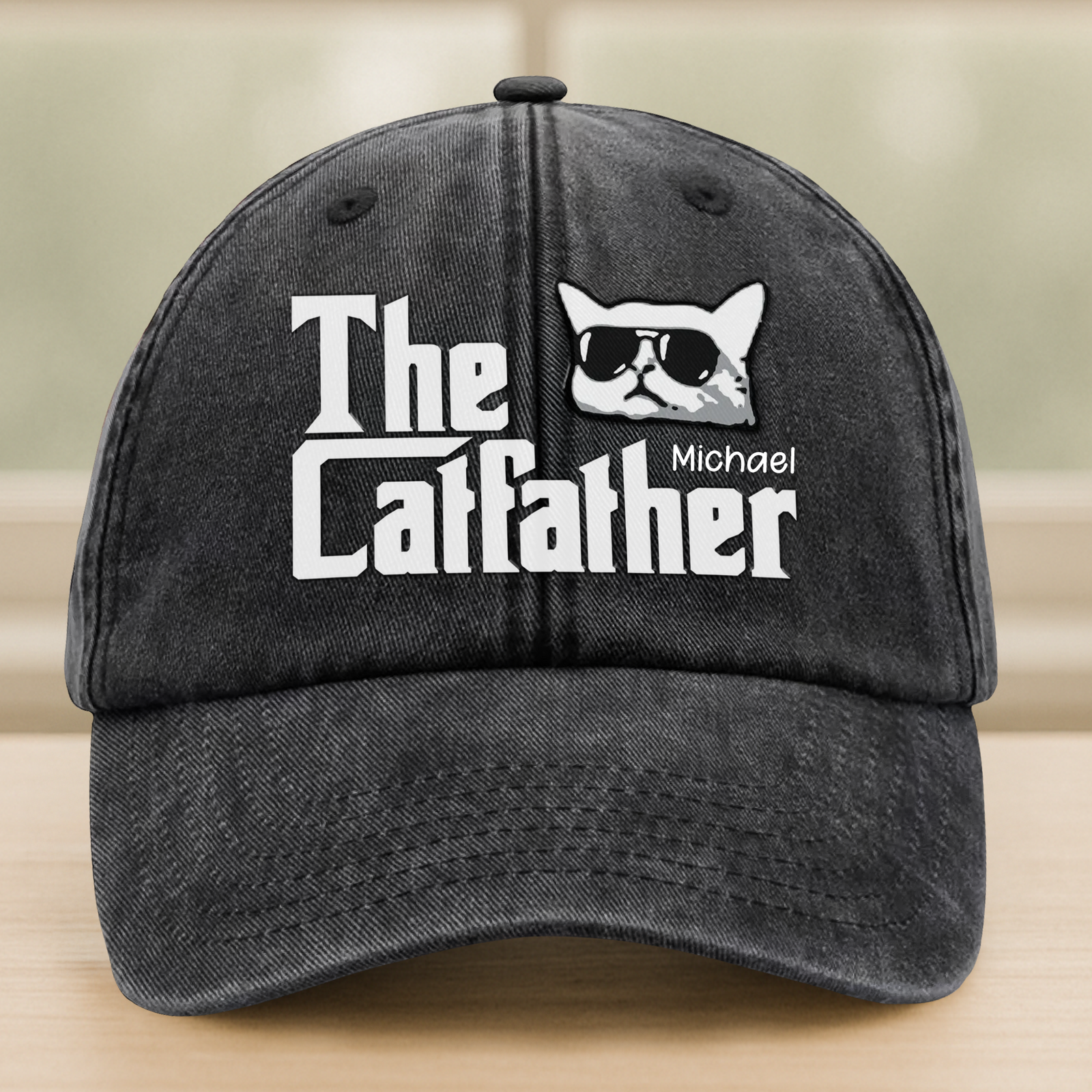 The Catfather Washed Denim Baseball Cap TH10 892997