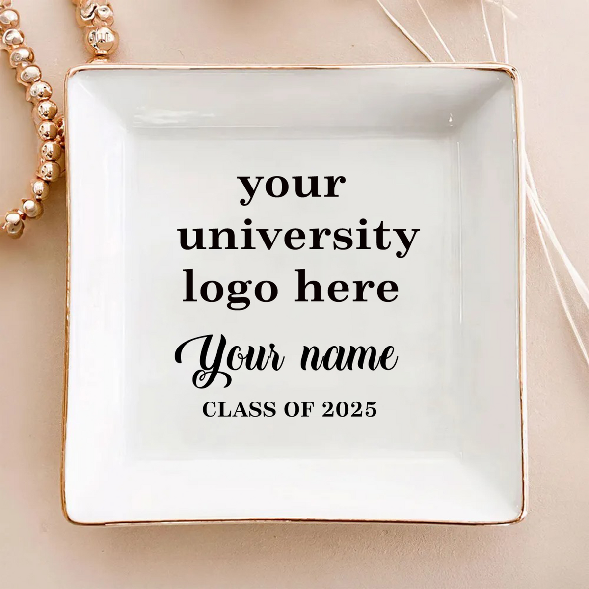 Custom University Logo Class of 2025 Personalized Jewelry Dish Graduation Gift HA75 892268