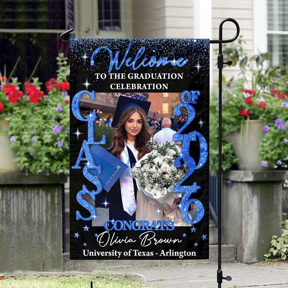Custom Photo Class Of 2026 Glitter Graduation Garden Flag LM32 899359