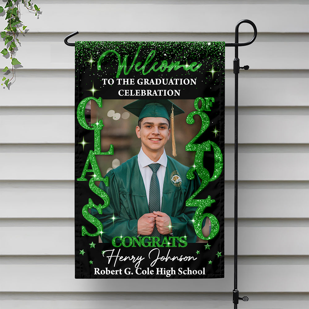 Custom Photo Class Of 2026 Glitter Graduation Garden Flag LM32 899359