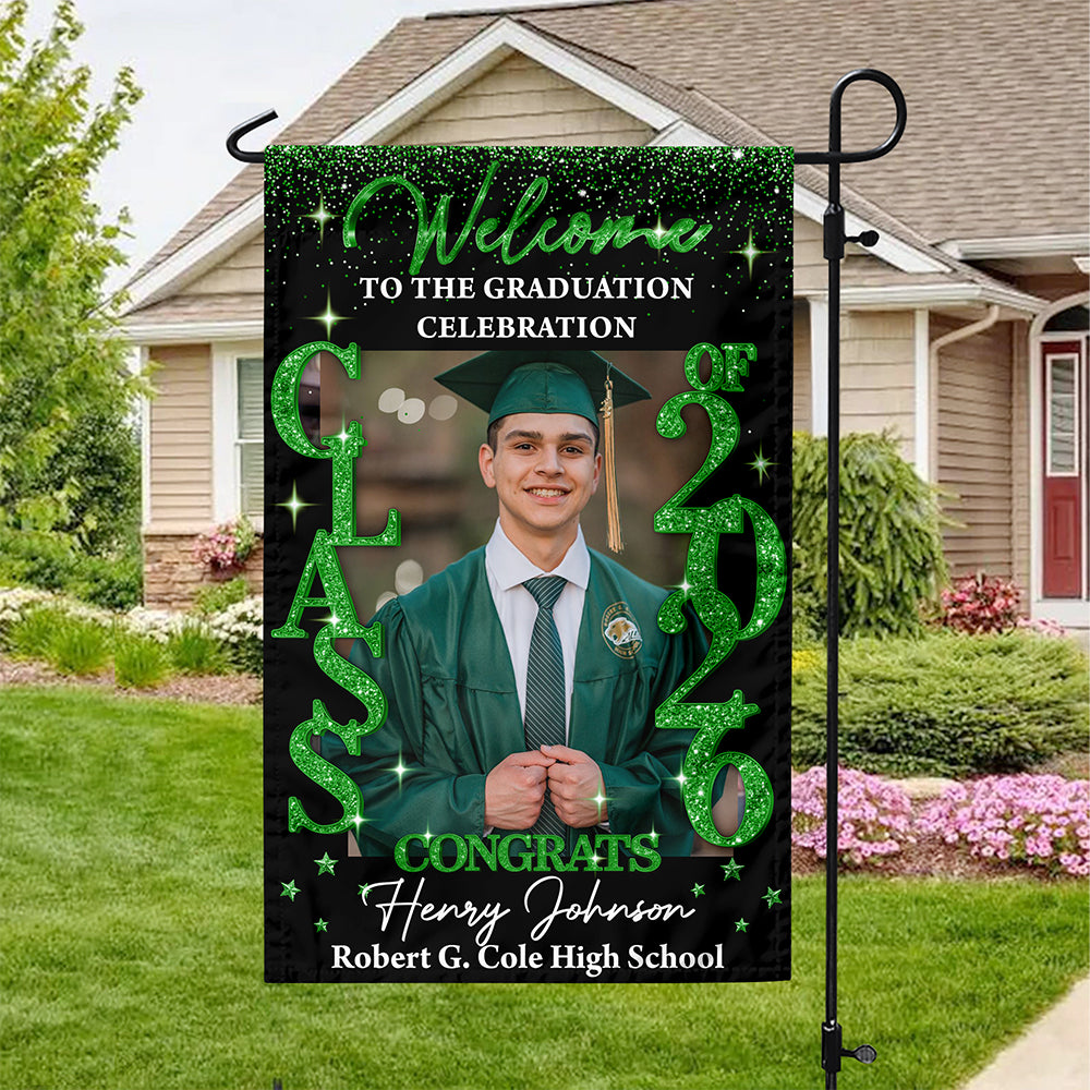 Custom Photo Class Of 2026 Glitter Graduation Garden Flag LM32 899359