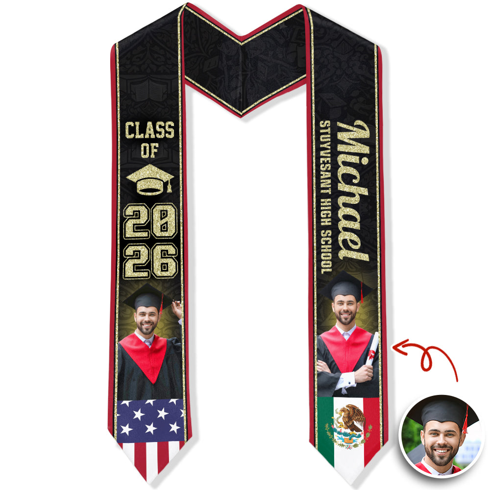 Custom Graduation Stole Country Flag Class of 2026 HO82 901324