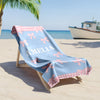 Custom Name Bows and Gingham Border Beach Towel - Personalized Summer Gift for Girls LM32 899663